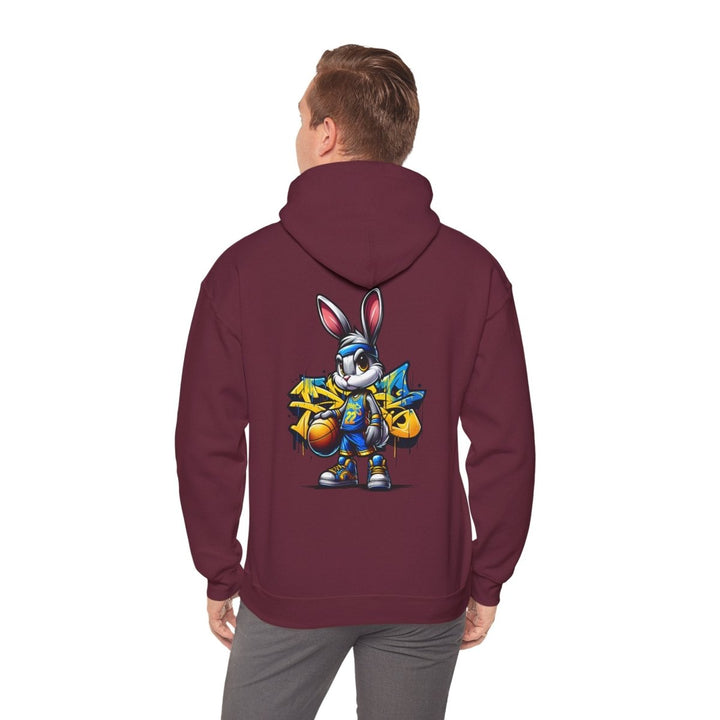 Bascket Ball Bunny Unisex Hoodie - Maroon - S - Bascket Ball Bunny Unisex Hoodie - Tatoo Tee
