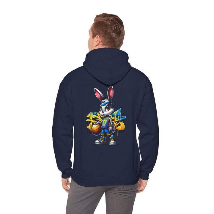 Bascket Ball Bunny Unisex Hoodie - Navy - S - Bascket Ball Bunny Unisex Hoodie - Tatoo Tee