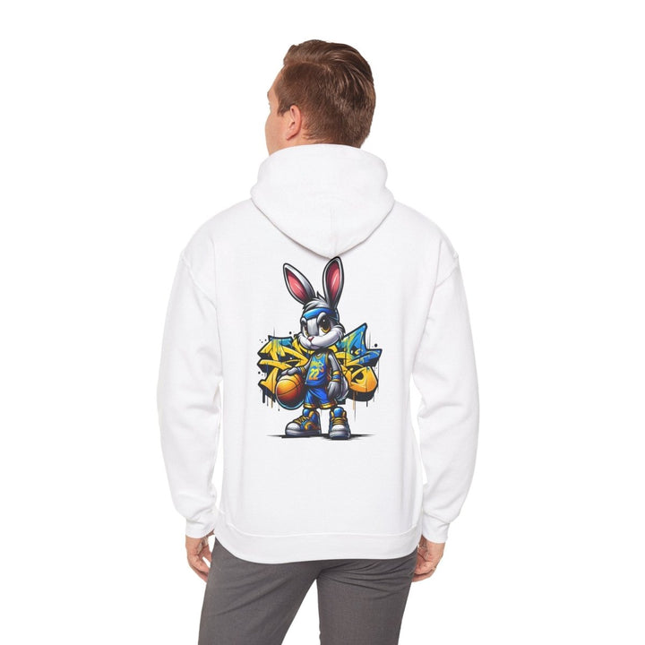 Bascket Ball Bunny Unisex Hoodie - White - S - Bascket Ball Bunny Unisex Hoodie - Tatoo Tee