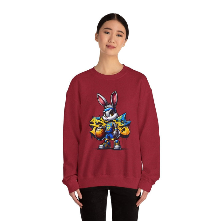 Bascket Ball Bunny Unisex Sweatshirt - S - Antique Cherry Red - Bascket Ball Bunny Unisex Sweatshirt - Tatoo Tee