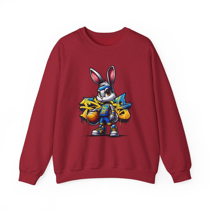 Bascket Ball Bunny Unisex Sweatshirt - S - Antique Cherry Red - Bascket Ball Bunny Unisex Sweatshirt - Tatoo Tee