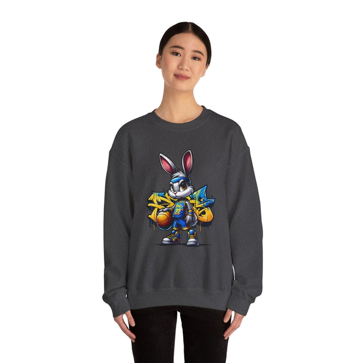Bascket Ball Bunny Unisex Sweatshirt - S - Dark Heather - Bascket Ball Bunny Unisex Sweatshirt - Tatoo Tee