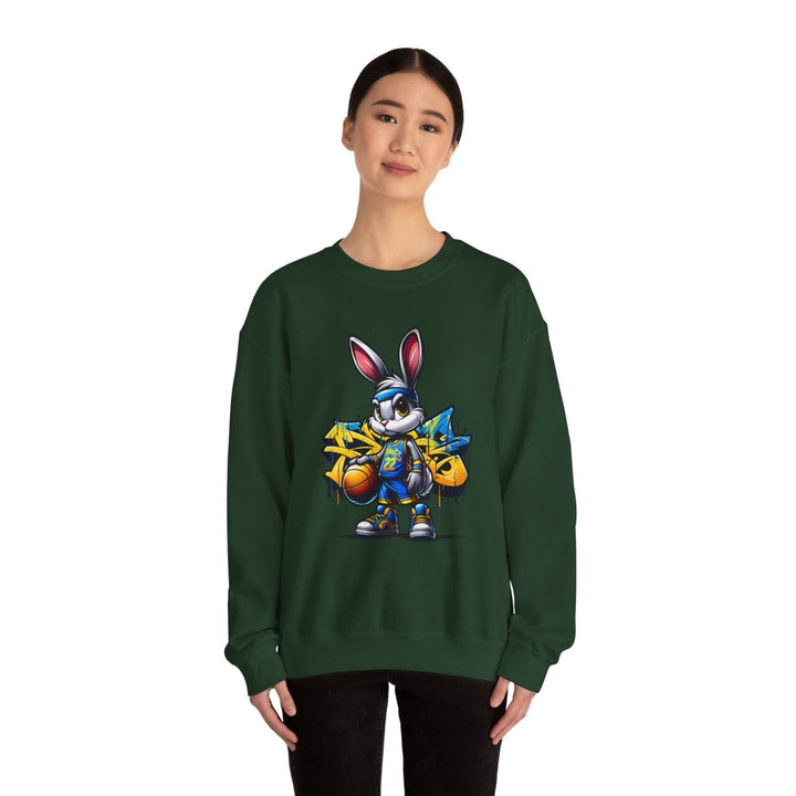 Bascket Ball Bunny Unisex Sweatshirt - S - Forest Green - Bascket Ball Bunny Unisex Sweatshirt - Tatoo Tee