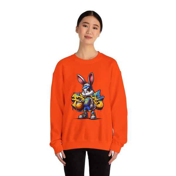 Bascket Ball Bunny Unisex Sweatshirt - S - Orange - Bascket Ball Bunny Unisex Sweatshirt - Tatoo Tee
