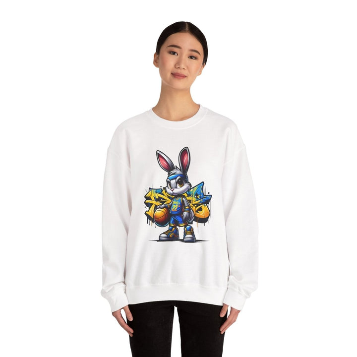 Bascket Ball Bunny Unisex Sweatshirt - S - White - Bascket Ball Bunny Unisex Sweatshirt - Tatoo Tee