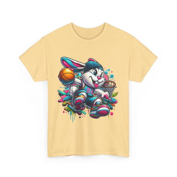 Basketball Bunny Boy Unisex Heavy Cotton Tee - Cardinal Red - S - Basketball Bunny Boy Unisex Heavy Cotton Tee - Tatoo Tee