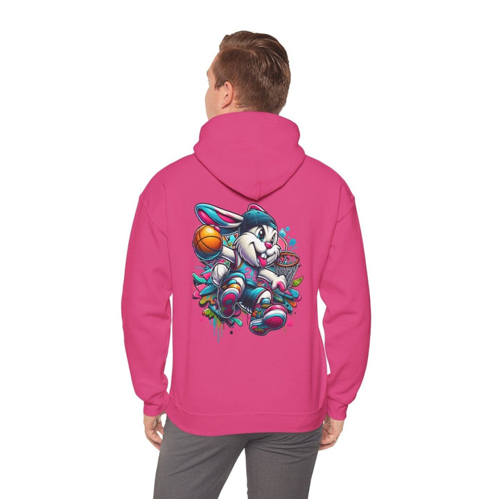 Basketball Bunny Boy Unisex Hoodie - Heliconia - S - Basketball Bunny Boy Unisex Hoodie - Tatoo Tee