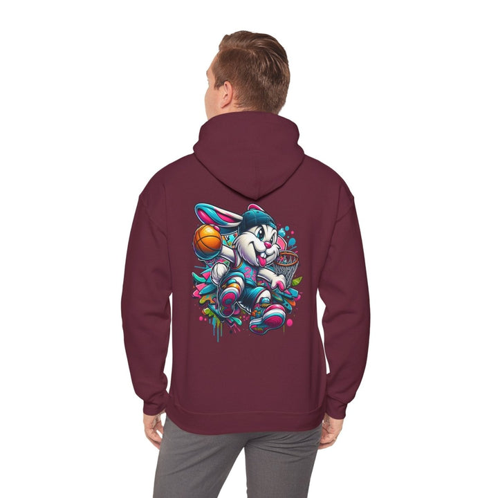 Basketball Bunny Boy Unisex Hoodie - Maroon - S - Basketball Bunny Boy Unisex Hoodie - Tatoo Tee