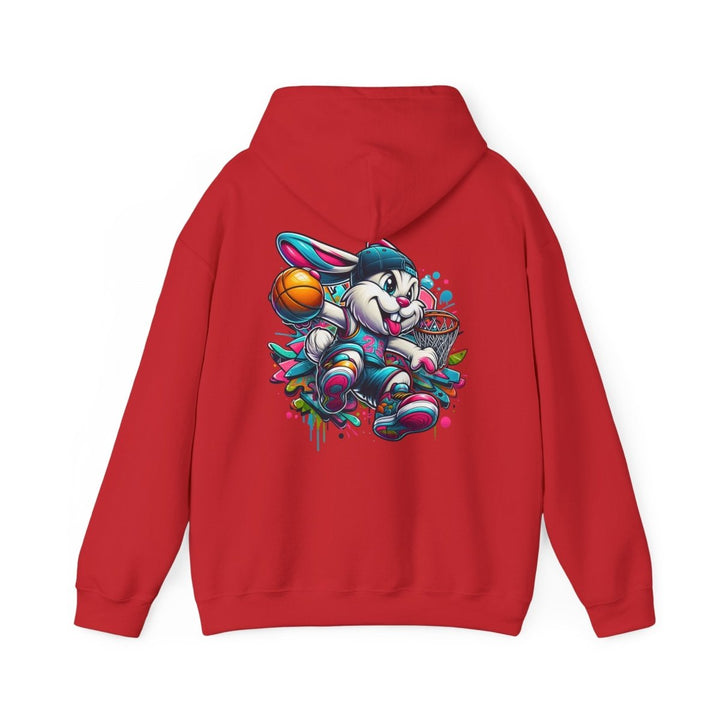 Basketball Bunny Boy Unisex Hoodie - Red - S - Basketball Bunny Boy Unisex Hoodie - Tatoo Tee