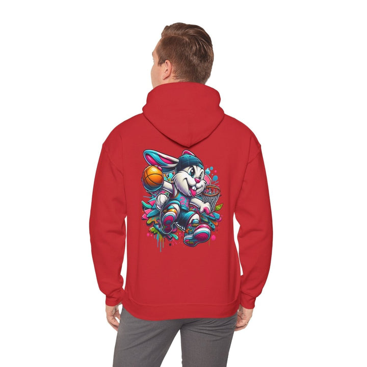 Basketball Bunny Boy Unisex Hoodie - Red - S - Basketball Bunny Boy Unisex Hoodie - Tatoo Tee