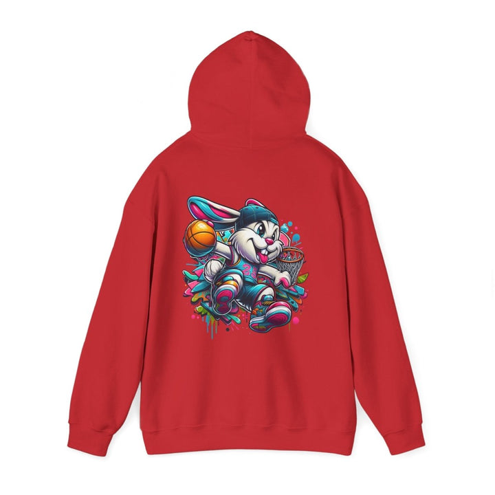 Basketball Bunny Boy Unisex Hoodie - Red - S - Basketball Bunny Boy Unisex Hoodie - Tatoo Tee