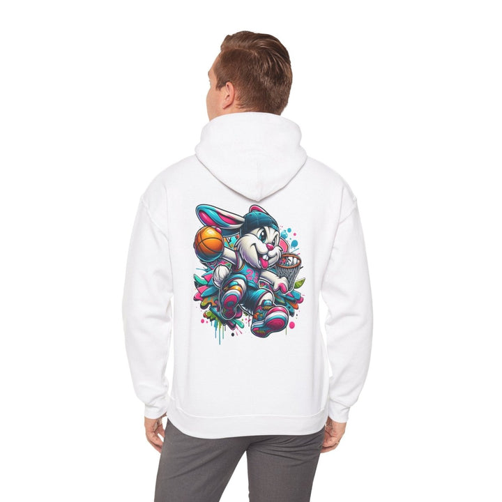 Basketball Bunny Boy Unisex Hoodie - White - S - Basketball Bunny Boy Unisex Hoodie - Tatoo Tee