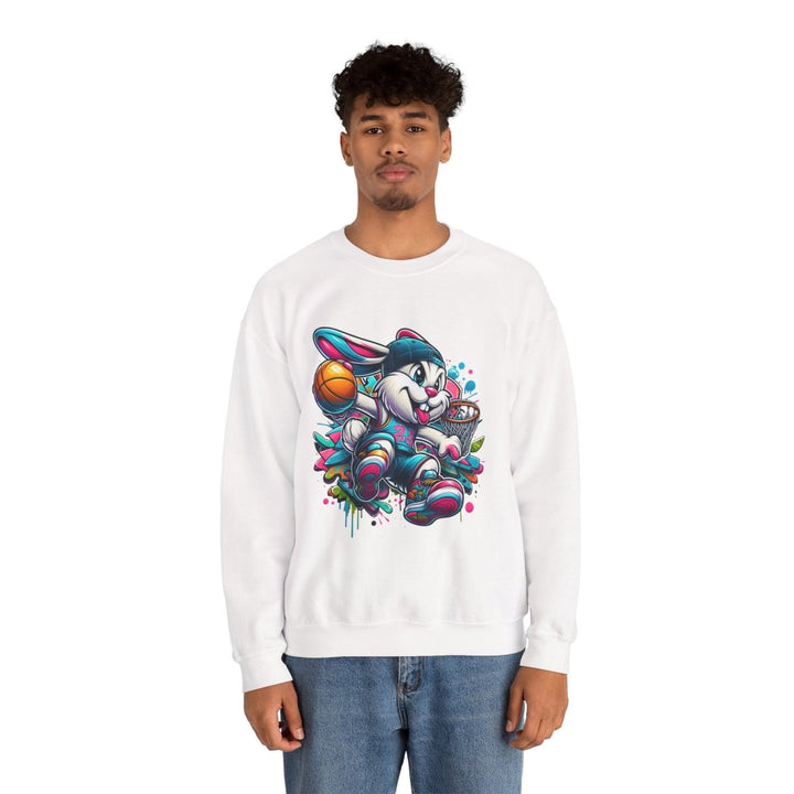 Basketball Bunny Boy Unisex Sweatshirt - S - White - Basketball Bunny Boy Unisex Sweatshirt - Tatoo Tee