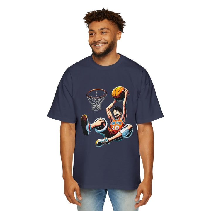 Basketball Graphic T-Shirt, Men's Oversized Tee for Sports Fans, Streetwear - S - Midnight Blue - Basketball Graphic T-Shirt, Men's Oversized Tee for Sports Fans, Streetwear - Tatoo Tee
