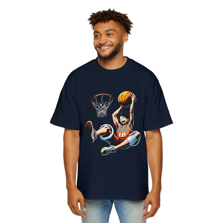 Basketball Graphic T-Shirt, Men's Oversized Tee for Sports Fans, Streetwear - S - Navy - Basketball Graphic T-Shirt, Men's Oversized Tee for Sports Fans, Streetwear - Tatoo Tee
