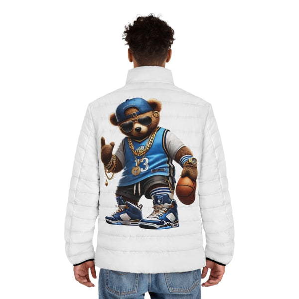 Basketball Teddy Men's Puffer Jacket - S - Black zipper - Basketball Teddy Men's Puffer Jacket - Tatoo Tee