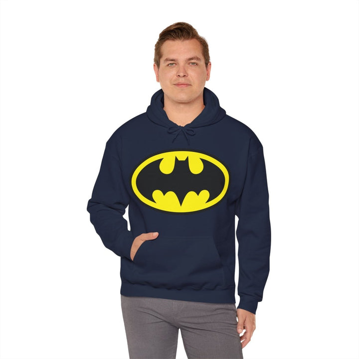Batman Unisex Heavy Blend Hoodie - Iconic Superhero Sweatshirt - Navy - S - Batman Unisex Heavy Blend Hoodie - Iconic Superhero Sweatshirt - Tatoo Tee
