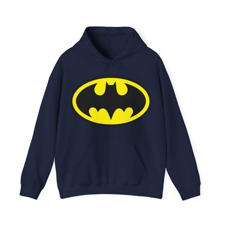 Batman Unisex Heavy Blend Hoodie - Iconic Superhero Sweatshirt - Navy - S - Batman Unisex Heavy Blend Hoodie - Iconic Superhero Sweatshirt - Tatoo Tee