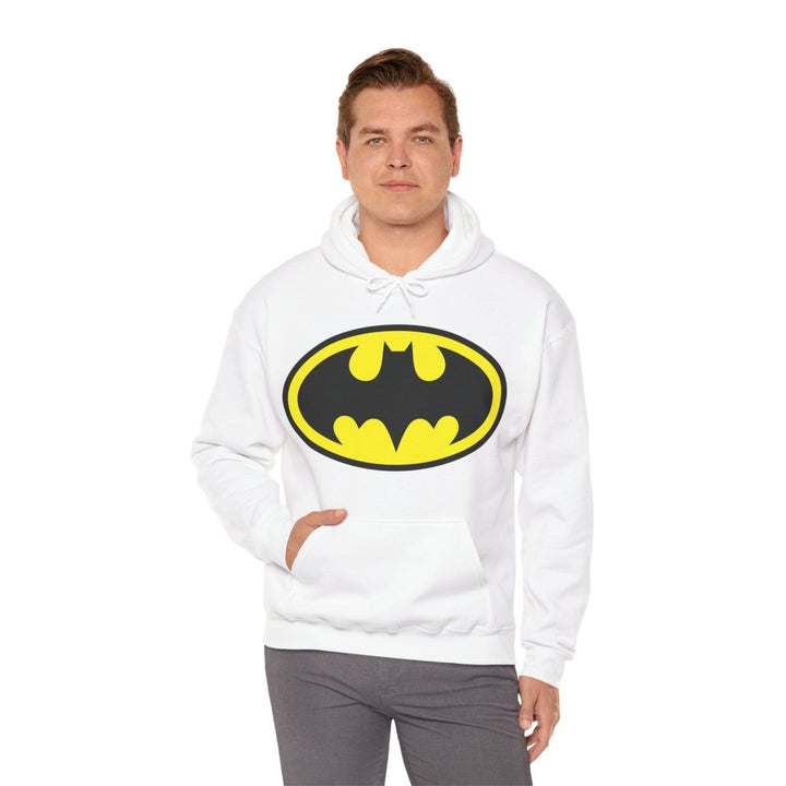 Batman Unisex Heavy Blend Hoodie - Iconic Superhero Sweatshirt - White - S - Batman Unisex Heavy Blend Hoodie - Iconic Superhero Sweatshirt - Tatoo Tee