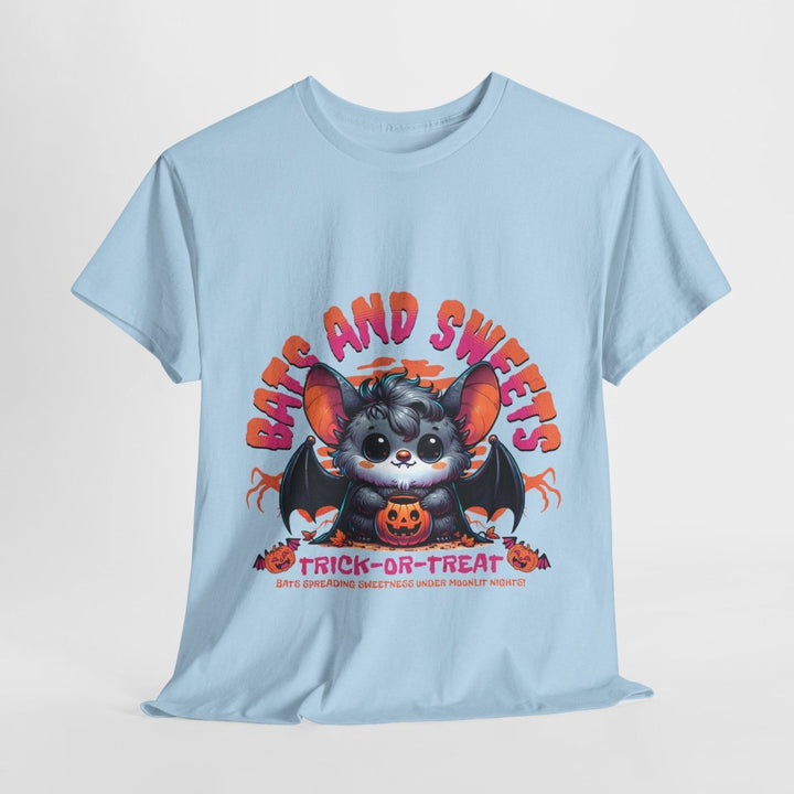 Bats and Sweets Halloween Tee | Unisex Heavy Cotton Shirt for Spooky Season - Light Pink - S - Bats and Sweets Halloween Tee | Unisex Heavy Cotton Shirt for Spooky Season - Tatoo Tee