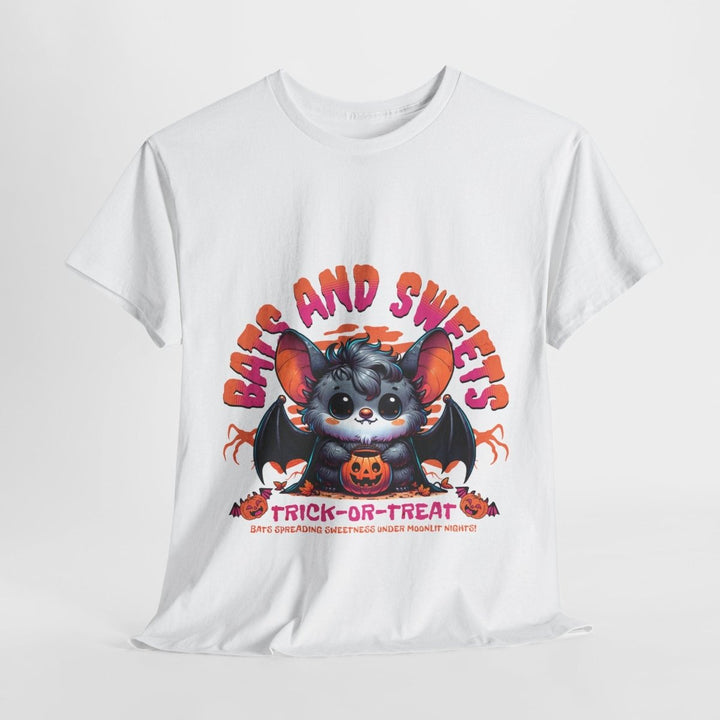 Bats and Sweets Halloween Tee | Unisex Heavy Cotton Shirt for Spooky Season - Light Pink - S - Bats and Sweets Halloween Tee | Unisex Heavy Cotton Shirt for Spooky Season - Tatoo Tee