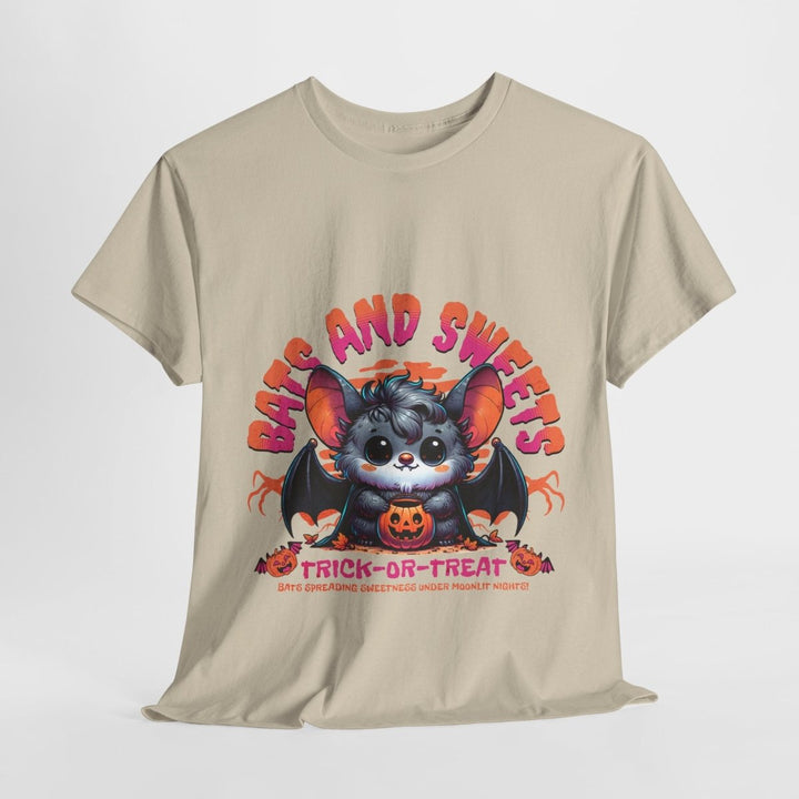 Bats and Sweets Halloween Tee | Unisex Heavy Cotton Shirt for Spooky Season - Light Pink - S - Bats and Sweets Halloween Tee | Unisex Heavy Cotton Shirt for Spooky Season - Tatoo Tee