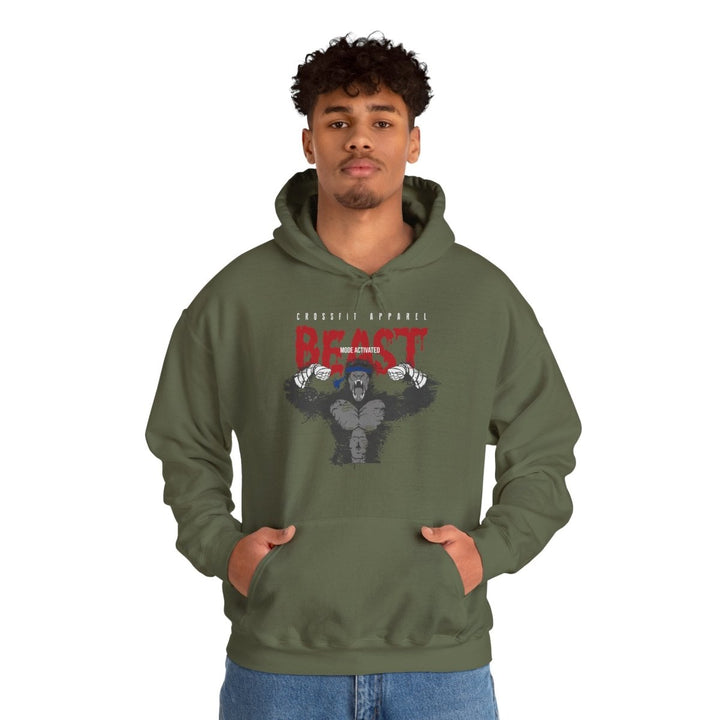 Beast Mode Graphic Heavy Blend Hoodie for Fitness Enthusiasts - Military Green - S - Beast Mode Graphic Heavy Blend Hoodie for Fitness Enthusiasts - Tatoo Tee