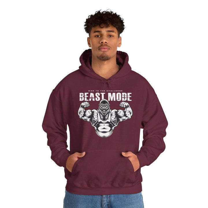 Beast Mode Unisex Hooded Sweatshirt - Motivational Gym Apparel - Maroon - S - Beast Mode Unisex Hooded Sweatshirt - Motivational Gym Apparel - Tatoo Tee