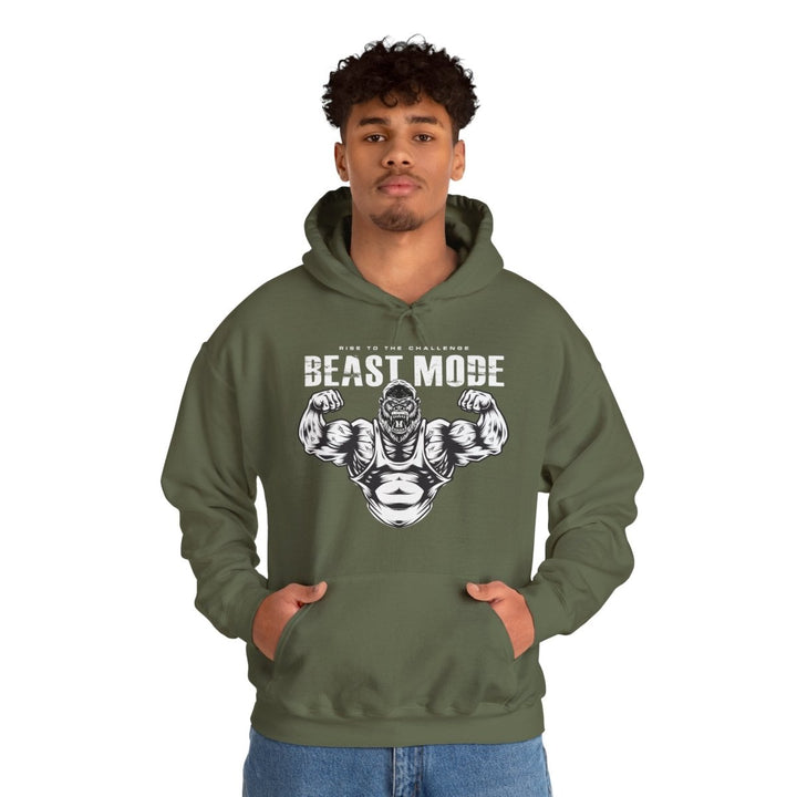 Beast Mode Unisex Hooded Sweatshirt - Motivational Gym Apparel - Military Green - S - Beast Mode Unisex Hooded Sweatshirt - Motivational Gym Apparel - Tatoo Tee