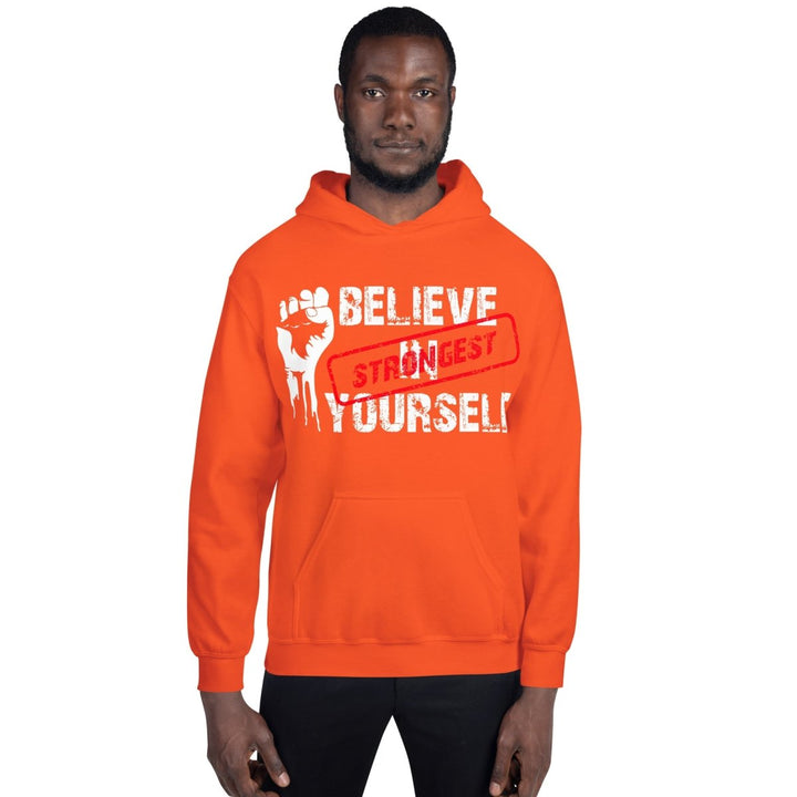 Believe In Yourself Unisex Hoodie - Orange - S - Product mockup - Tatoo Tee