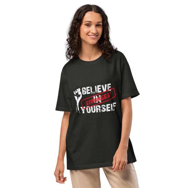 Believe In Yourself Unisex oversized t-shirt - Washed Black - S - Product mockup - Tatoo Tee