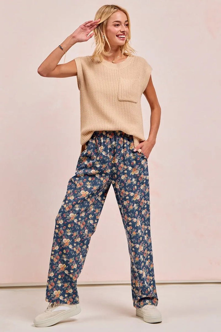 BiBi Washed Floral Print Wide Leg Jeans - DENIM - S - 3948edb67362461db0f0f30adb558e4b - Max - Origin - Tatoo Tee