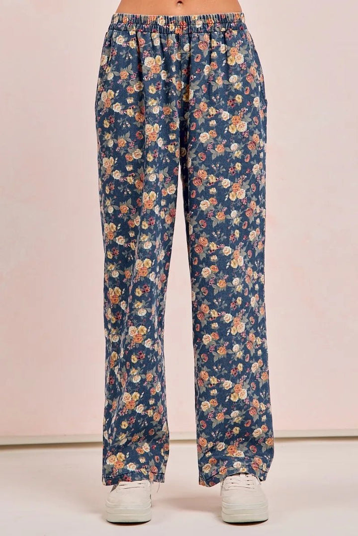 BiBi Washed Floral Print Wide Leg Jeans - DENIM - S - 0db617e30fb5473ead35d98810d69a95 - Max - Origin - Tatoo Tee
