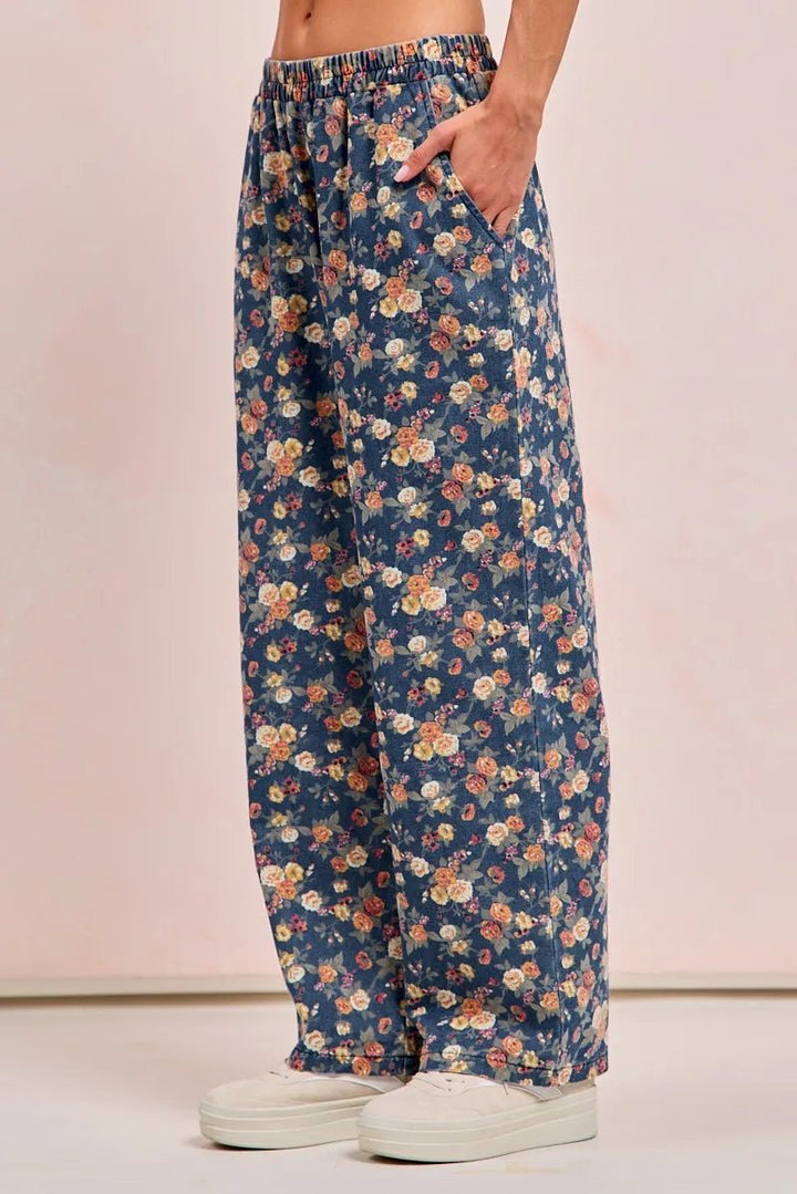 BiBi Washed Floral Print Wide Leg Jeans - DENIM - S - 6ea43e6032b14e108ba8382f5cc8f7c7 - Max - Origin - Tatoo Tee