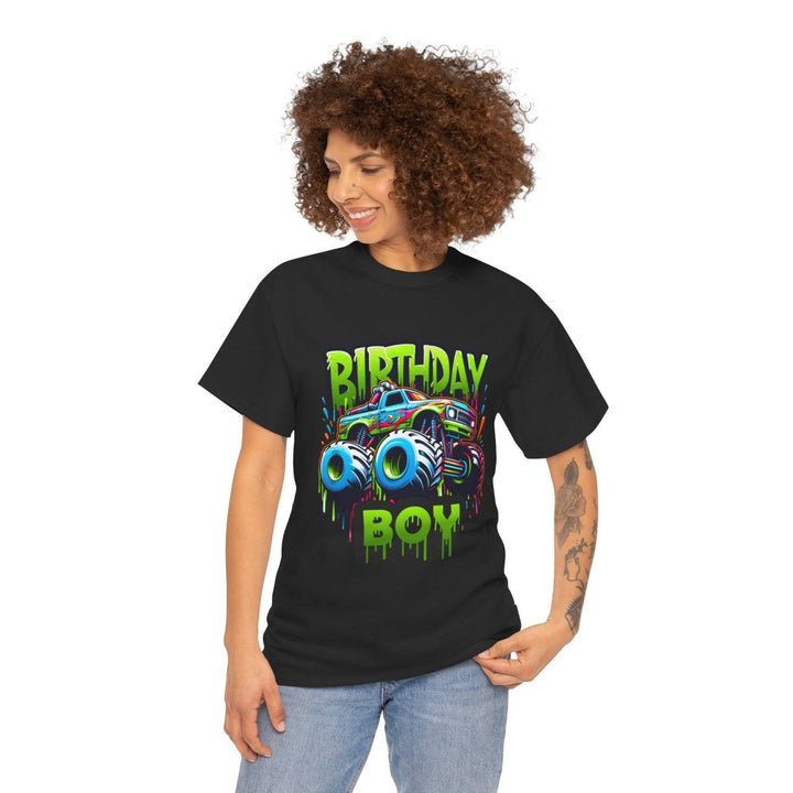 Birthday Boy Monster Truck Unisex Heavy Cotton Tee - Black - S - Birthday Boy Monster Truck Unisex Heavy Cotton Tee - Tatoo Tee
