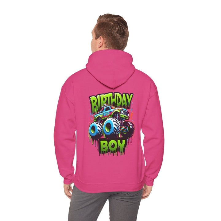 Birthday Boy Monster Truck Unisex Hoodie - Heliconia - S - Birthday Boy Monster Truck Unisex Hoodie - Tatoo Tee