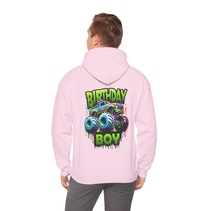 Birthday Boy Monster Truck Unisex Hoodie - Light Pink - S - Birthday Boy Monster Truck Unisex Hoodie - Tatoo Tee