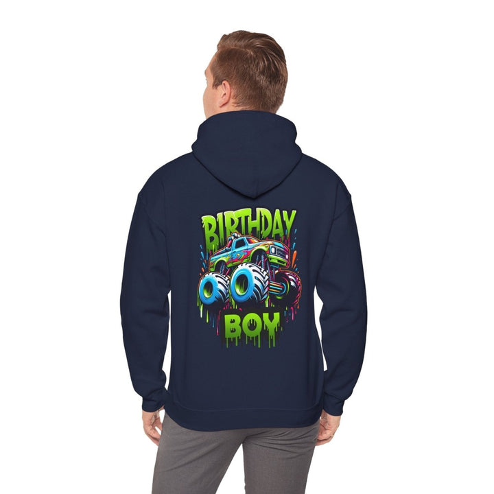 Birthday Boy Monster Truck Unisex Hoodie - Navy - S - Birthday Boy Monster Truck Unisex Hoodie - Tatoo Tee