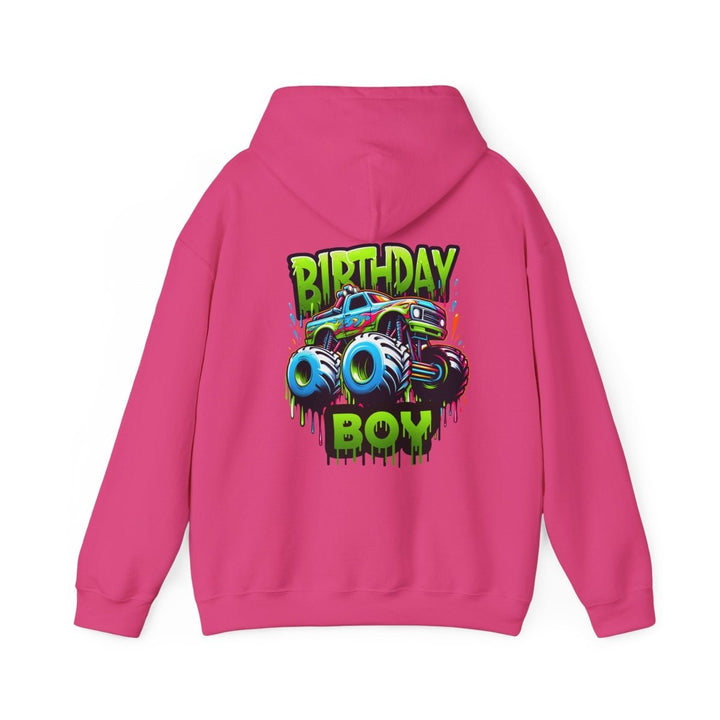 Birthday Boy Monster Truck Unisex Hoodie - Red - S - Birthday Boy Monster Truck Unisex Hoodie - Tatoo Tee