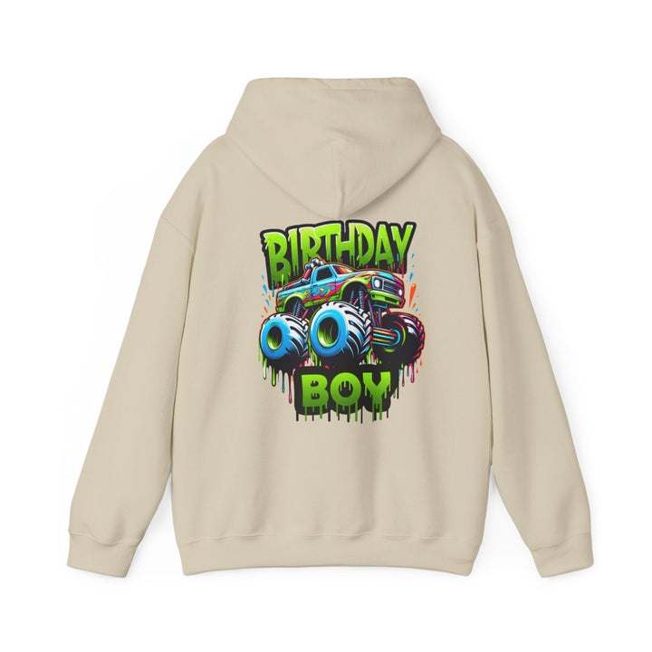 Birthday Boy Monster Truck Unisex Hoodie - Red - S - Birthday Boy Monster Truck Unisex Hoodie - Tatoo Tee