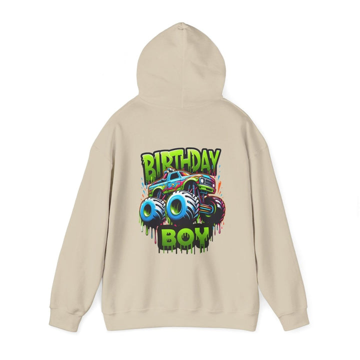 Birthday Boy Monster Truck Unisex Hoodie - Red - S - Birthday Boy Monster Truck Unisex Hoodie - Tatoo Tee