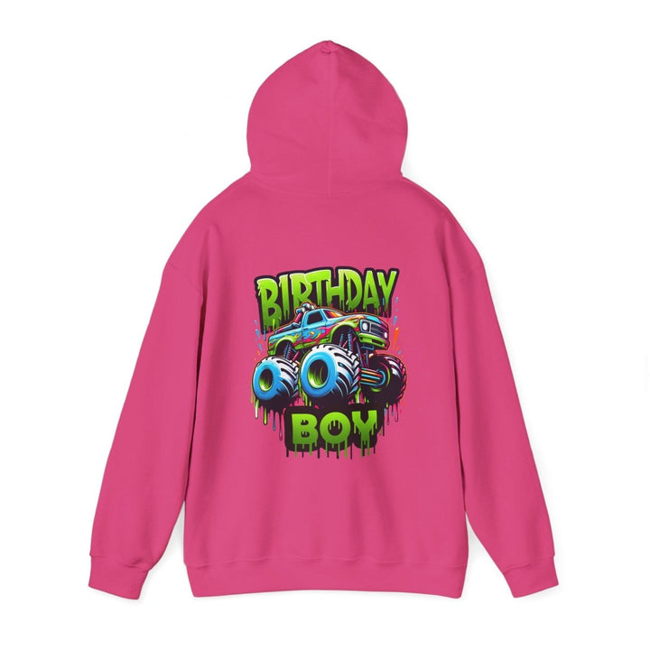 Birthday Boy Monster Truck Unisex Hoodie - Red - S - Birthday Boy Monster Truck Unisex Hoodie - Tatoo Tee