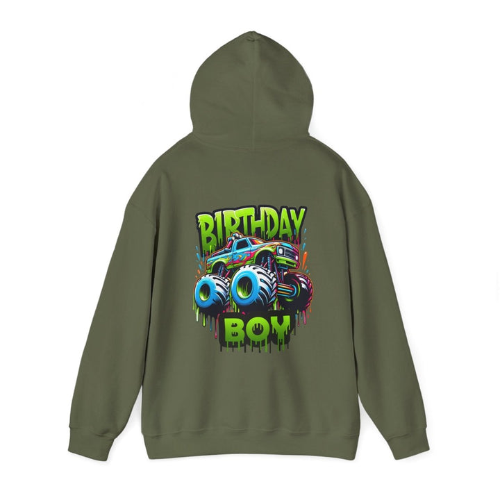 Birthday Boy Monster Truck Unisex Hoodie - Red - S - Birthday Boy Monster Truck Unisex Hoodie - Tatoo Tee