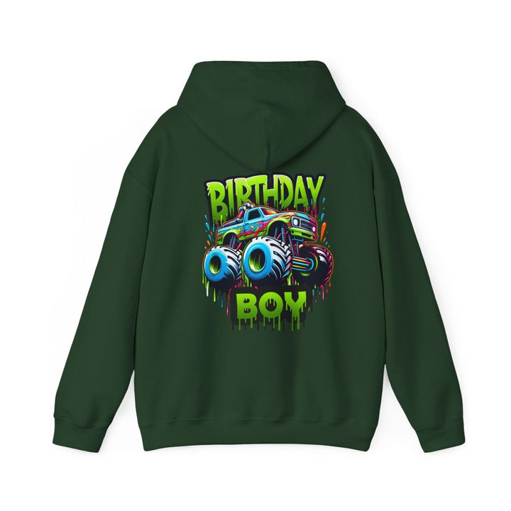 Birthday Boy Monster Truck Unisex Hoodie - Red - S - Birthday Boy Monster Truck Unisex Hoodie - Tatoo Tee
