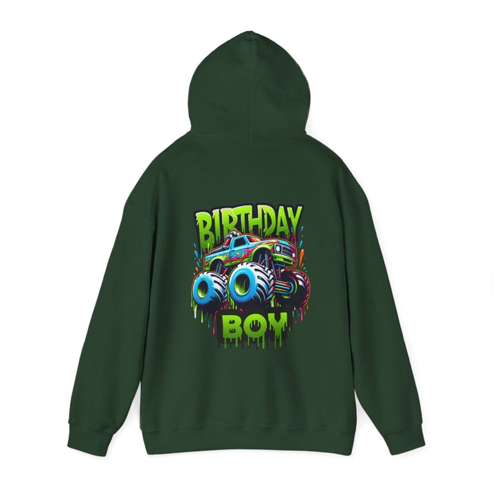 Birthday Boy Monster Truck Unisex Hoodie - Red - S - Birthday Boy Monster Truck Unisex Hoodie - Tatoo Tee
