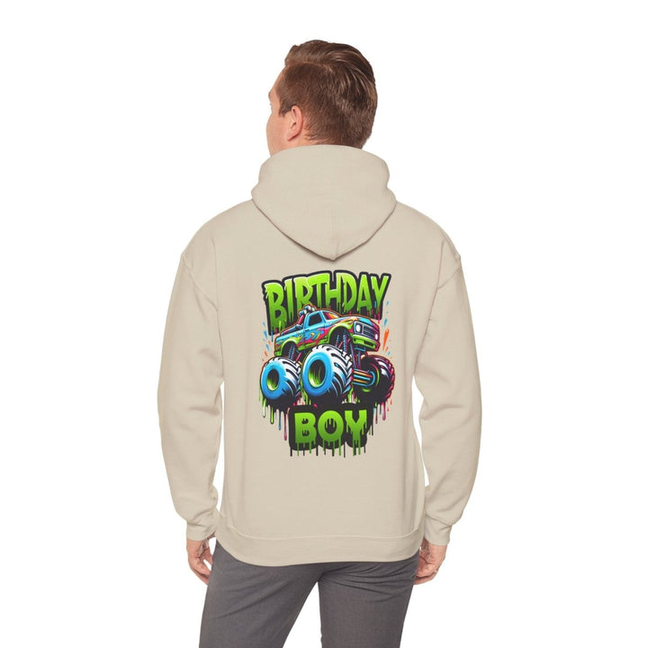 Birthday Boy Monster Truck Unisex Hoodie - Sand - S - Birthday Boy Monster Truck Unisex Hoodie - Tatoo Tee