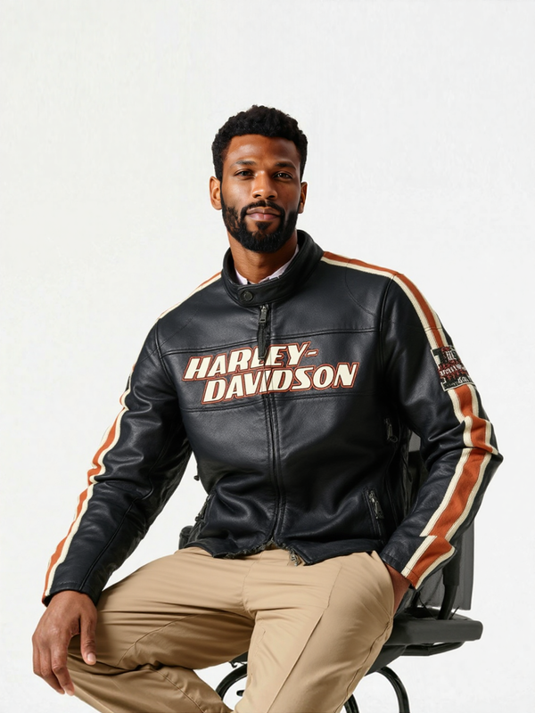 Black Harley Davidson Biker Motorcycle Jacket Motor