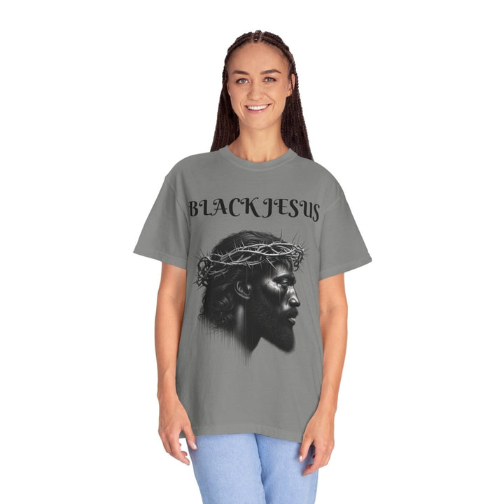 Black Jesus Unisex Garment - Dyed T-shirt, Vintage Graphic Tee - Granite - S - Black Jesus Unisex Garment - Dyed T-shirt, Vintage Graphic Tee - Tatoo Tee
