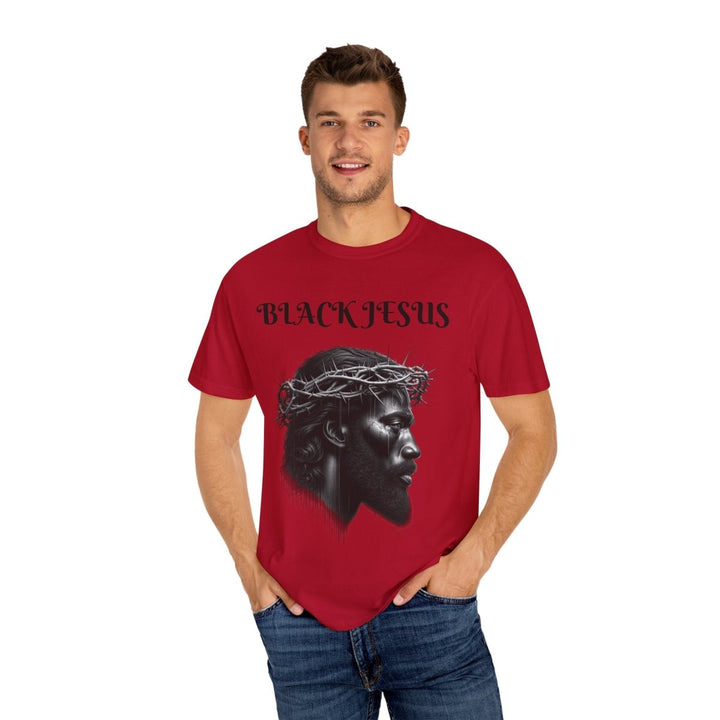 Black Jesus Unisex Garment - Dyed T-shirt, Vintage Graphic Tee - Red - S - Black Jesus Unisex Garment - Dyed T-shirt, Vintage Graphic Tee - Tatoo Tee
