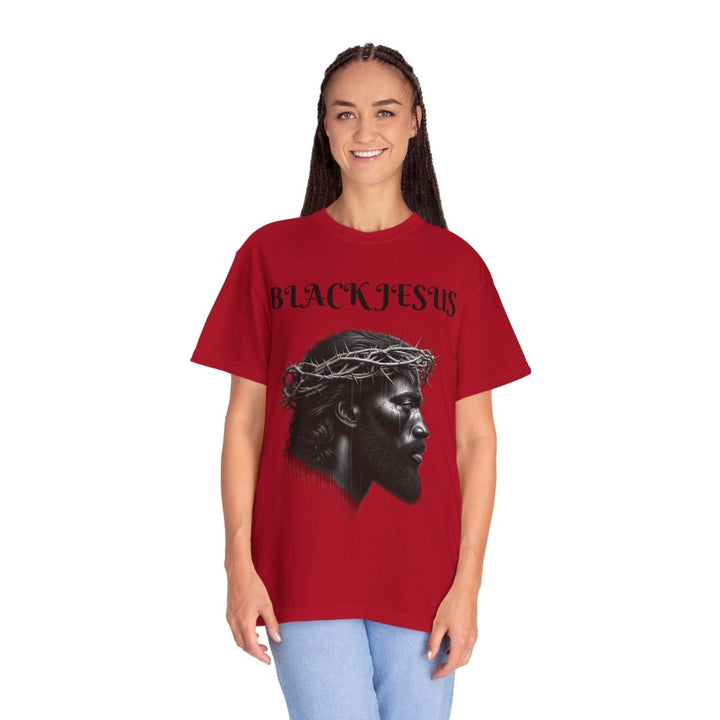 Black Jesus Unisex Garment - Dyed T-shirt, Vintage Graphic Tee - Red - S - Black Jesus Unisex Garment - Dyed T-shirt, Vintage Graphic Tee - Tatoo Tee